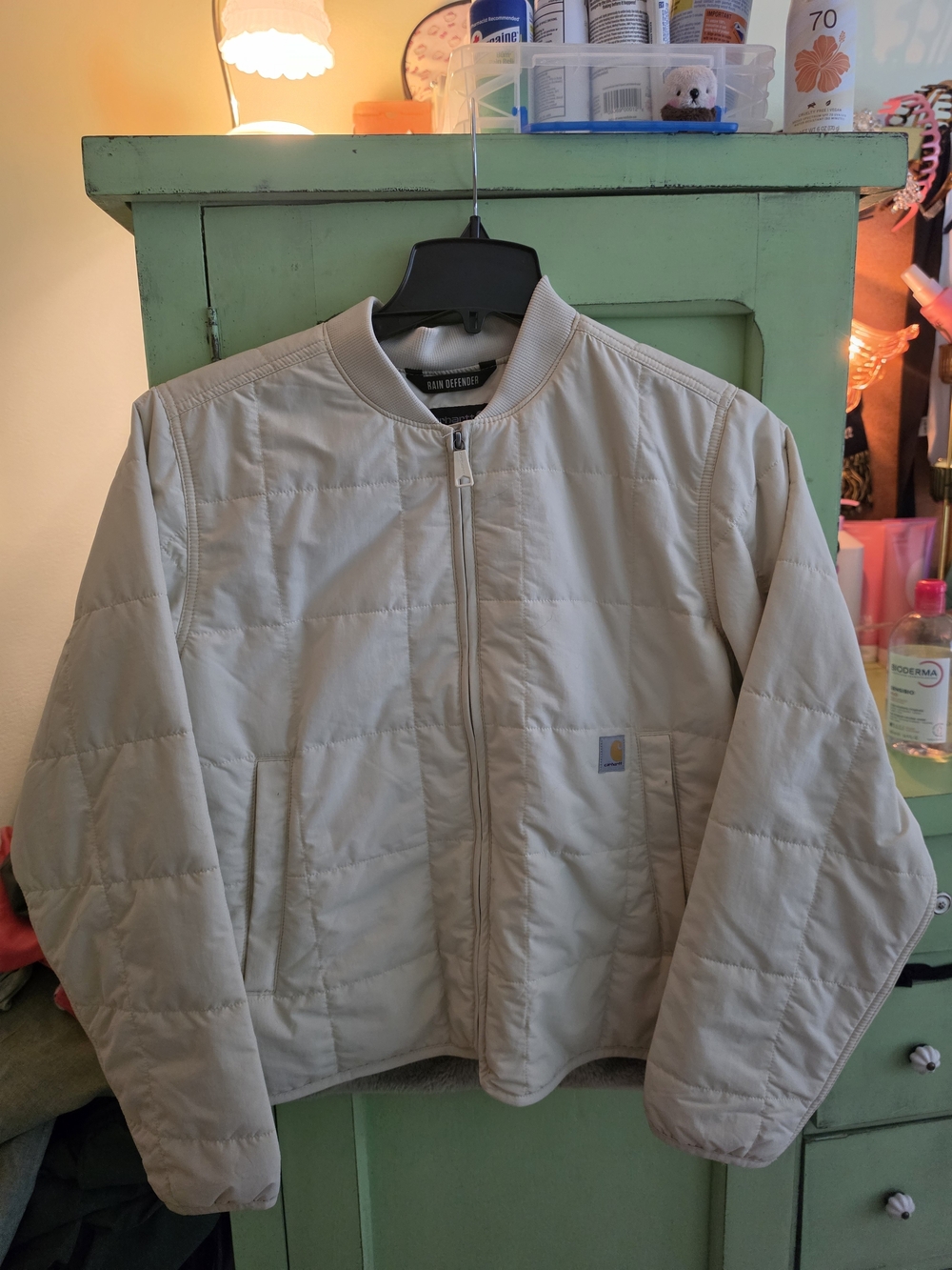 Carhartt Quilted Utility Jacket in Light Beige/Cream